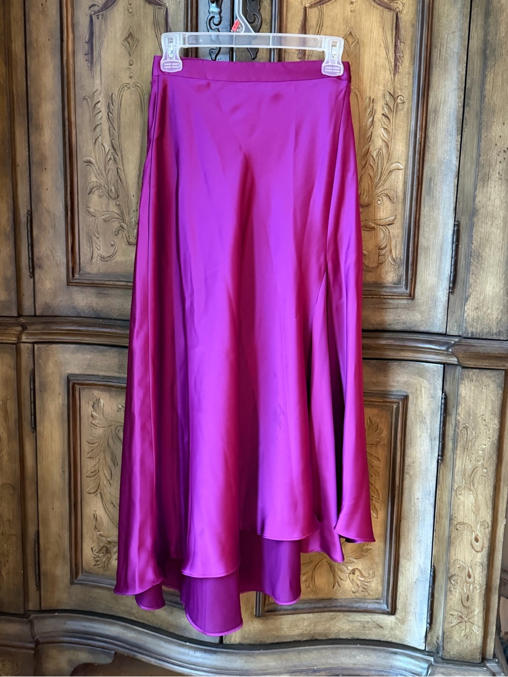 Lauren Ralph Lauren Fuchsia Satin High-Low Skirt